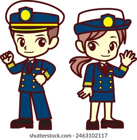 Ilustración de dos jóvenes agentes de la guardia costera