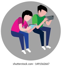 illustration of two young people who are cellphone players