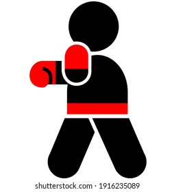 ilustración de un icono humano de dos colores durante una escena de boxeo, que normalmente indica un sitio de práctica de boxeo