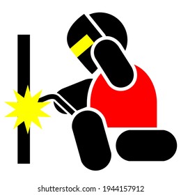 Illustration of a two-color human icon during a welder's work scene, usually used for advice or to show areas where a welder is working