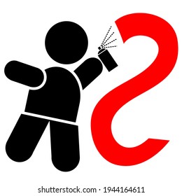 
Illustration of a two-color human icon during a graffiti drawing scene with color spray which is usually used for rules or areas where people are doing graffiti