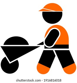 Illustration of a two-color human icon when the scene is pushing a material cart, which is usually used to indicate a cart-related work