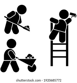 
Illustration of two-color human icon when the scene is working in a building, which is usually used as a signboard