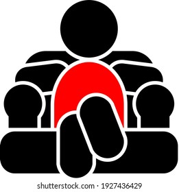 Illustration of a two-color human icon when the scene is sitting on a sofa, which is usually for a special pointer or controller for those who are sitting relaxed on the sofa
