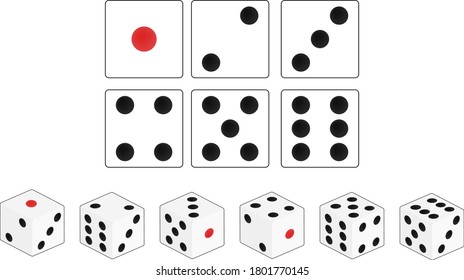 Illustration of two-dimensional and three-dimensional dice