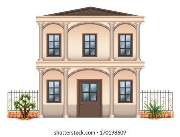 Illustration of a two-story single detached building on a white background
