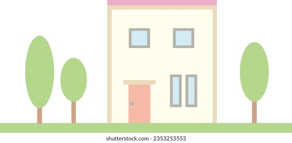 Illustration of a two-story square house