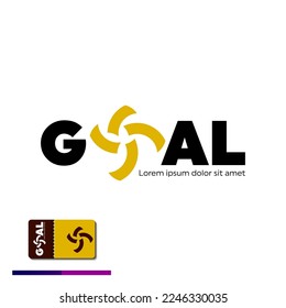 Illustration Type goal logo vector design with business card template suitable for web and mobile graphic design, company logo, business product in market on white background. Logo design