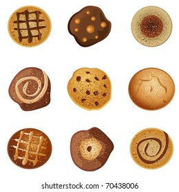 illustration of types of cookies on isolated background