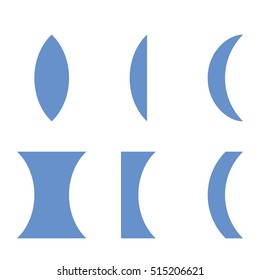 Illustration of types of lenses
collecting lens
Spread lenses
1) biconvex,
2) Plano,
3) is convex-concave,
4) biconcave,
5) plano,
6) concave-convex.
