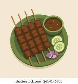 illustration of the typical Indonesian food satay