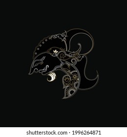 illustration of typical Indonesian wayang images made with line art on a black background suitable for t-shirt drawings