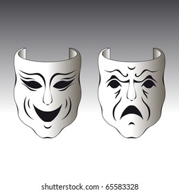 Illustration of a typical male and female carnival mask