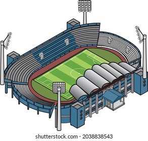 Illustration Of Typical Old Football Stadium - Vector