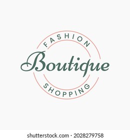 Illustration typography Boutique fashion Emblem logo design 