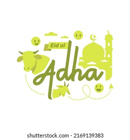 ilustración y tipografía de eid al adha