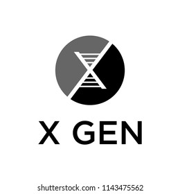 Illustration typography letter X sign formed as a sign of human genetics in a circle logo design