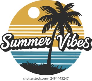 Illustration typography logo design for summer vibes