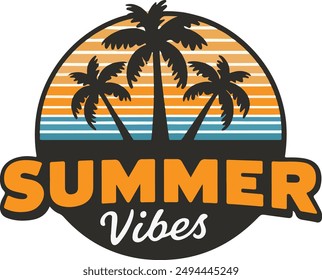 Illustration typography logo design for summer vibes