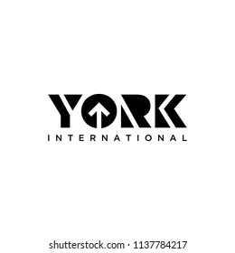 Illustration typography of the YORK word that is made in a modern and trendy way logo design