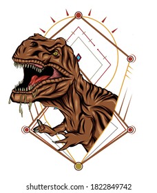 Illustration of tyrannosaurs rex for apparel design. monsters dinosaurs poster.