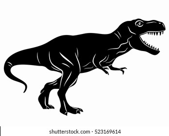 illustration of a tyrannosaurus . black and white drawing, white background