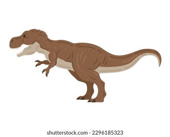 Illustration of a Tyrannosaurus dinosaur, viewed from the side.