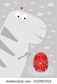 Illustration of the Tyrannosaurus and Easter egg
