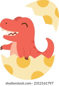 Illustration of a Tyrannosaurus just born from an egg.