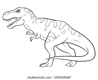 Illustration of tyrannosaurus rex, black and white silhouette.