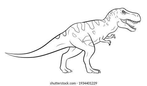 Illustration Of Tyrannosaurus Rex, Black And White Silhouette.