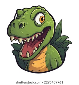 Illustration of Tyrannosaurus rex roaring, t-shirt design, cartoon style