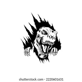 Illustration of tyrannosaurus for tshirt design, sticker, emblem, logo.