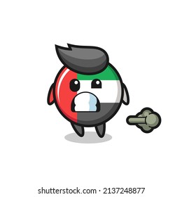 the illustration of the uae flag badge cartoon doing fart , cute style design for t shirt, sticker, logo element