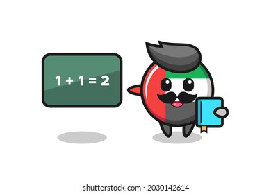 Illustration of uae flag badge character as a teacher , cute style design for t shirt, sticker, logo element