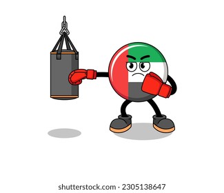 Illustration of UAE flag boxer , character design