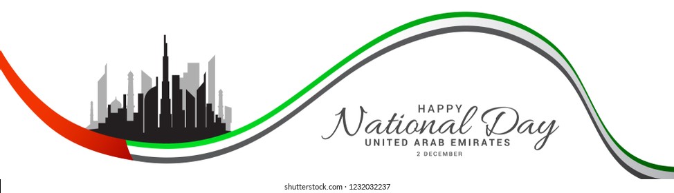 Illustration Of UAE National Day Banner Or Poster Design With National Flag Color Theme Background.