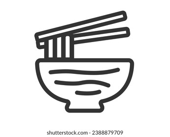 Eine Illustration eines Udon-Symbols (Zeilenzeichnung) in einer Schüssel.