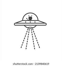 illustration of ufo and alien, vector art.