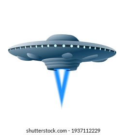 illustration of the ufo flying saucer starting in outer space