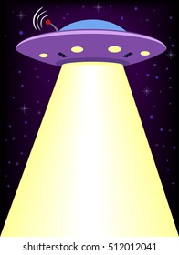 Illustration of UFO with Light Beam