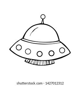 illustration of an ufo plane, space decoration, creative logo.