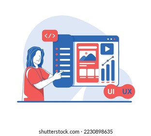 Illustration of ui ux designer with the best concepts for mobile apps and website interfaces