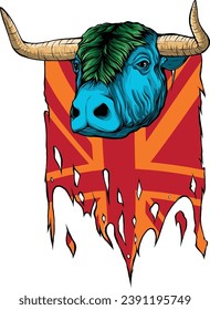 illustration of UK Flag with cow head