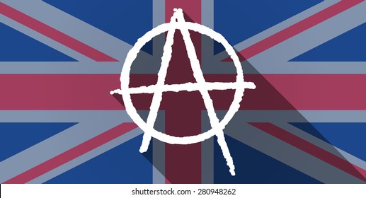 Illustration of an UK flag icon with an anarchy sign