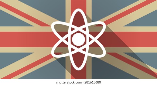 Illustration of a UK flag icon with an atom