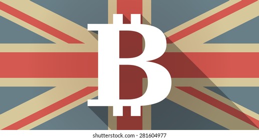 Illustration of a UK flag icon with a bitcoin sign