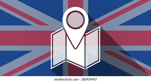 Illustration of an UK flag icon with a map