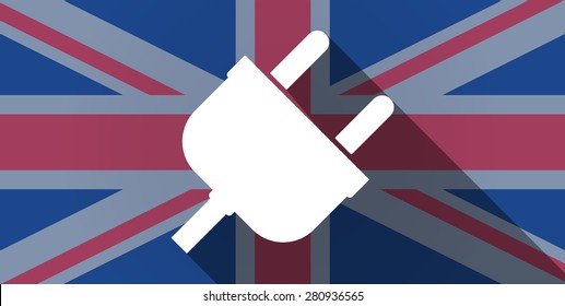 Illustration of an UK flag icon with a plug