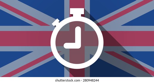 Illustration of an UK flag icon with a timer